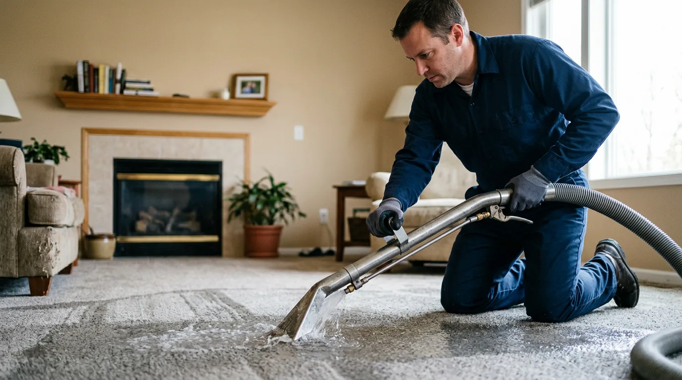 Water damage restoration technician working near Taylor, MO